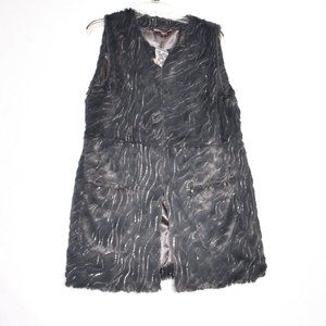 Mushka by Sienna Rose Vest Women Grey Sequin Faux Fur Lined Pocket Size Large